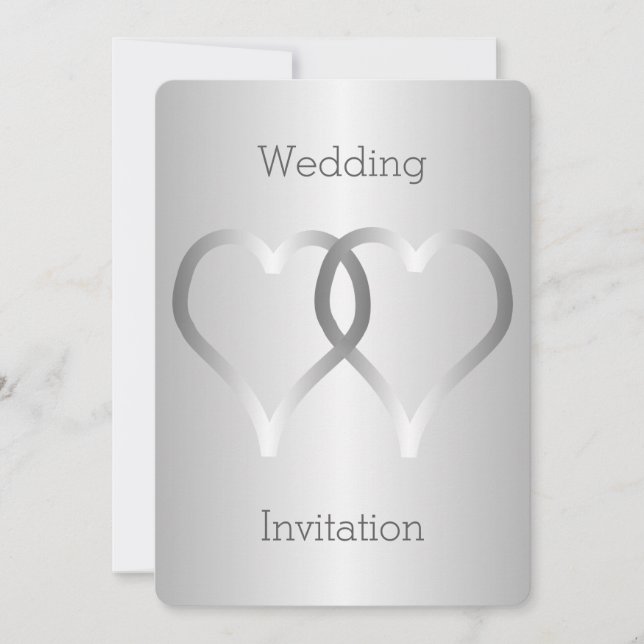 Coeurs d'argent faire-part de mariage (Devant)