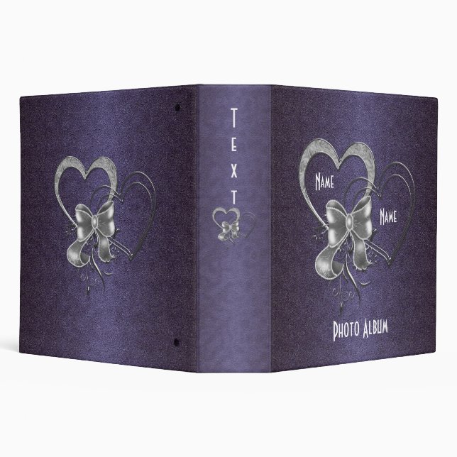 Coeurs d'argent foncé violet classeur Album photo (Arrière-plan)