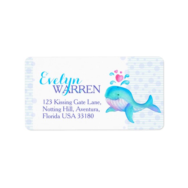 Coeurs de baleines whimsy étiquettes de adresse d' (Devant)