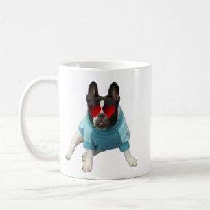 Coeurs de Bulldog Français mignon Aimer Mug Bleu