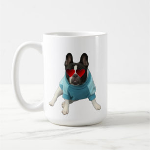 Coeurs de Bulldog Français mignon Mug rouge bleu