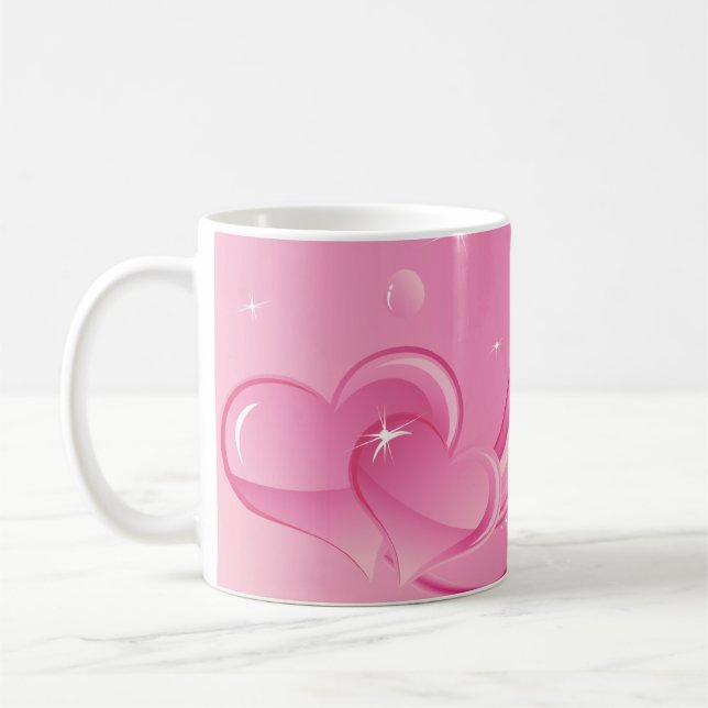 Coeurs de bulle rose Mug (Gauche)