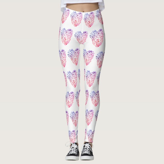 Coeurs de coeur Dessin Leggings personnalisés (Devant)