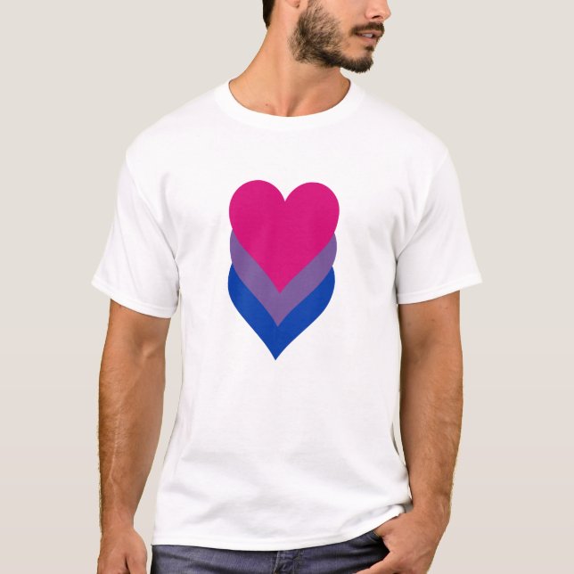 Coeurs de fierté de bisexualité T-Shirt (Devant)