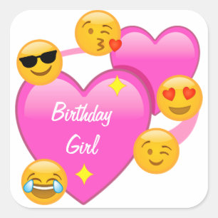 Coeurs de fille d'anniversaire et autocollants