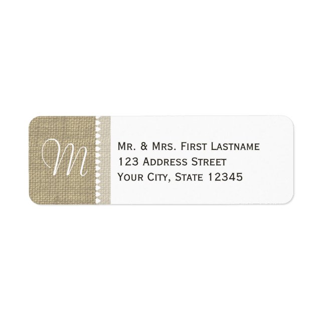 Coeurs de monogramme Burlap (Devant)