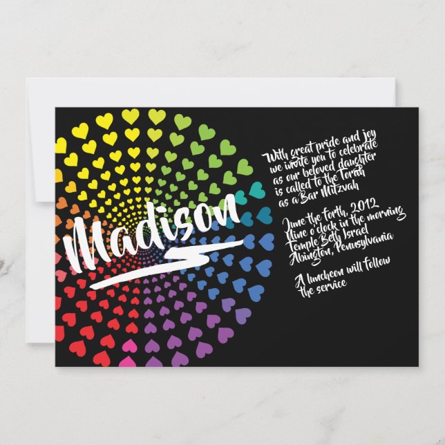 COEURS DE PLANCHE Invitation Bat mitzvah (Devant)
