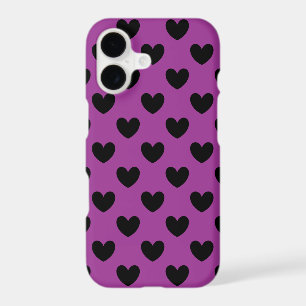 Coeurs de polka noir sur violet