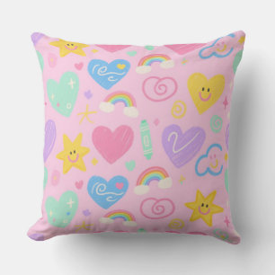 Coeurs & Doodles Jeter Oreiller Cute Kidcore Accen