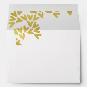 Coeurs d'or élégants Enveloppe Mariage 5x7