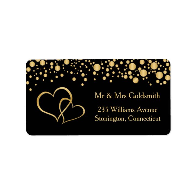 Coeurs d'or, Étiquette de adresse de confetti (Devant)