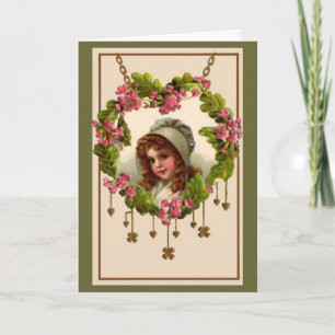 Coeurs d'or vintages et Shamrocks - Carte