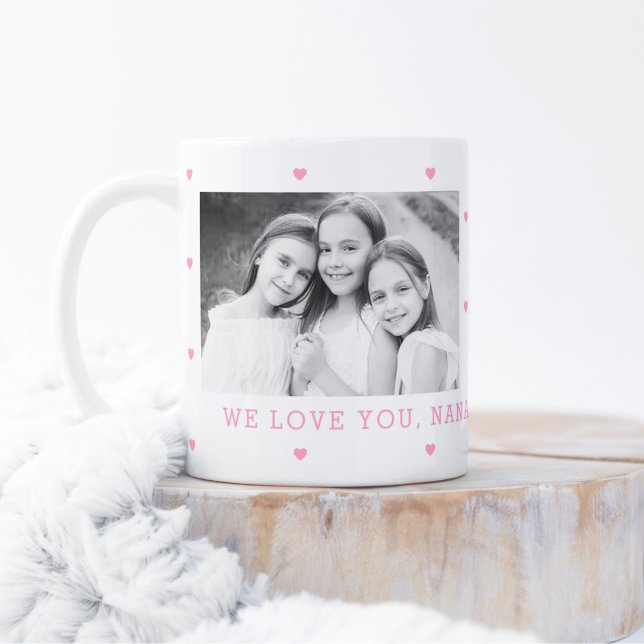 Coeurs doux COULEUR ÉDITABLE Mug photo personnalis (Créateur téléchargé)
