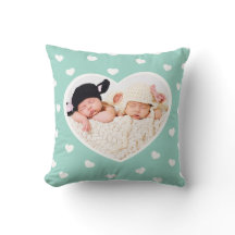 Coeurs doux Coussin photo personnalisé / Mention