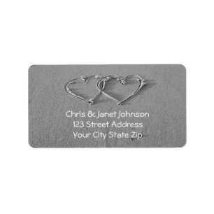 Coeurs enlacés dans des étiquettes de adresse de