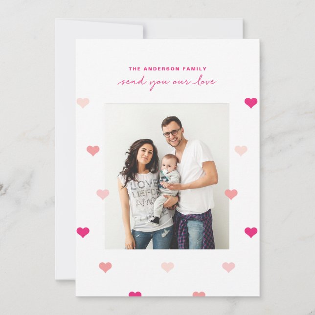 Coeurs épars carte photo de la Saint Valentin (Devant)