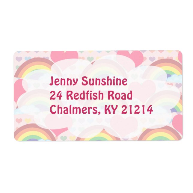 Coeurs et arcs-en-ciel Étiquette (Devant)