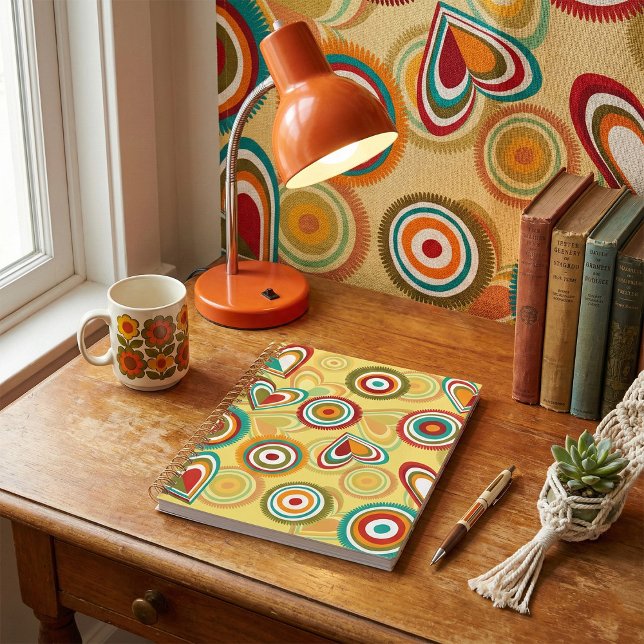 Coeurs et cercles Boho rétro les années 70 Motif S (Créateur téléchargé)