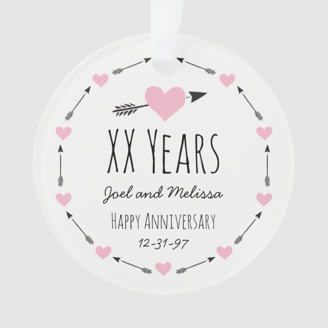 Coeurs et flèches Anniversaire Mariage personnalis (devant)