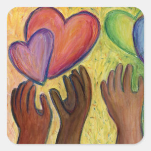 Coeurs et mains Aimer Diversité Art Decal Sticker