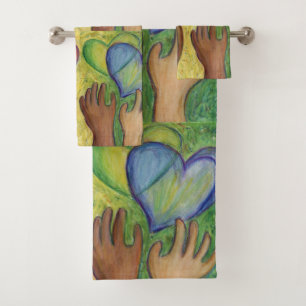 Coeurs et mains Diversité Amour Art Serviette