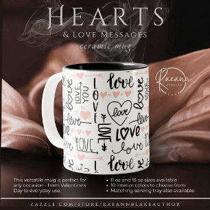 Coeurs et messages d'amour Mug en céramique à deux