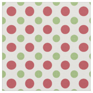Coeurs et Rose Rouge Vert Blanc Pois Tissu