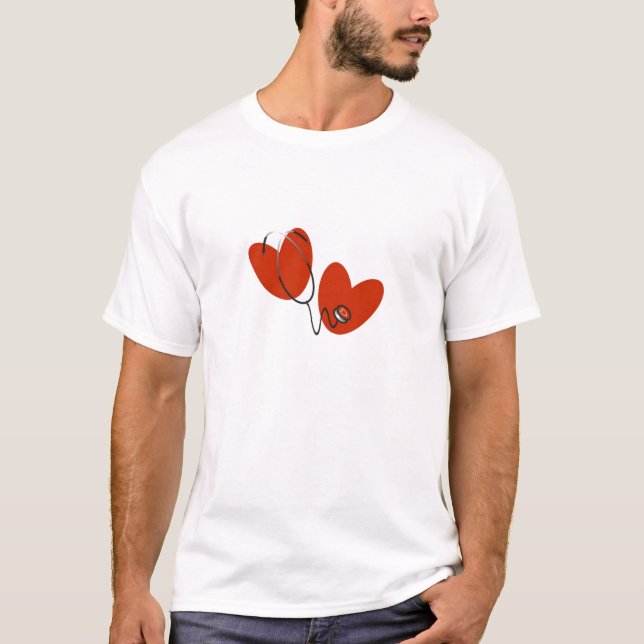 Coeurs et T-shirts et cadeaux de stéthoscope (Devant)