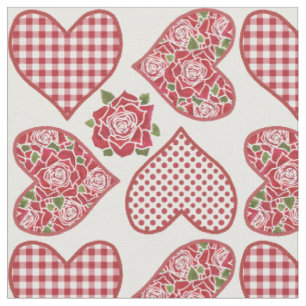 Coeurs et tissu romantiques de motif de roses