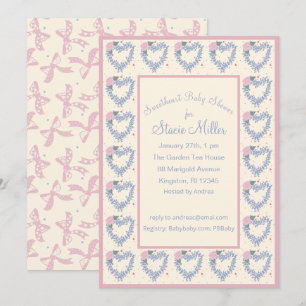 Coeurs et vaches de fleurs Invitation Baby shower