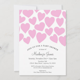 Coeurs fille Baby shower Invitation rose Whimsical