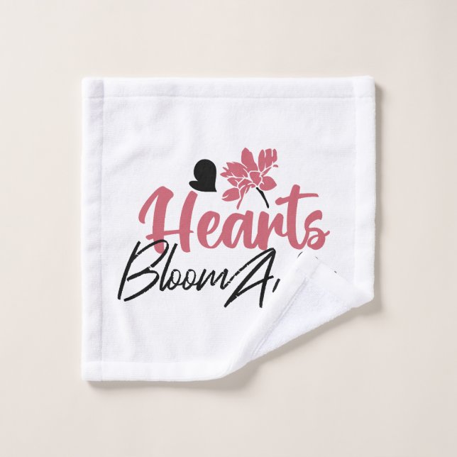Coeurs fleurissent à nouveau - Citation Florale In (Gant de toilette)
