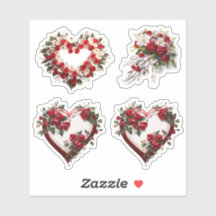 Coeurs Floral Mariage Fleurs Vinyl Stickers
