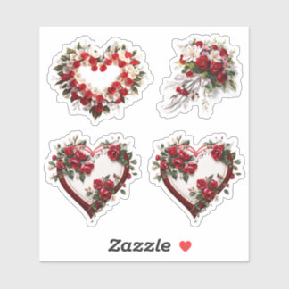 Coeurs Floral Mariage Fleurs Vinyl Stickers