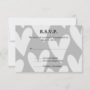 Coeurs gris et blanc Mariage RSVP