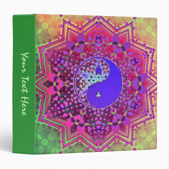 Coeurs heureux Yin Yang Classeur coloré (Devant/Côté)