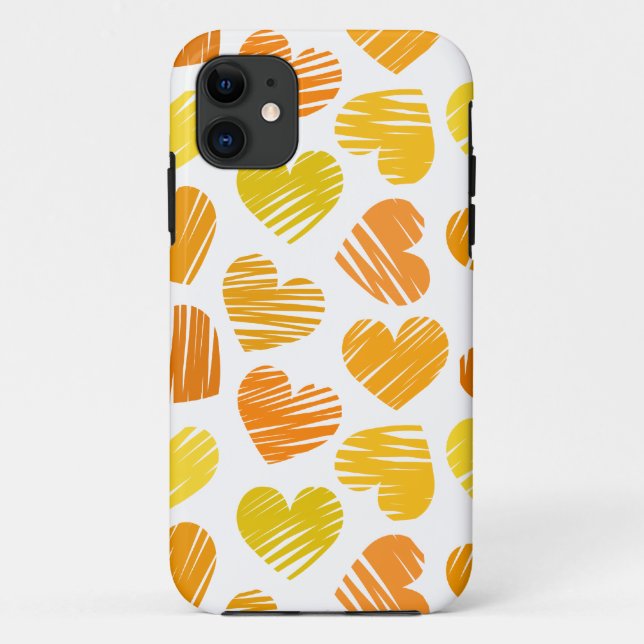 Coeurs jaune et orange et blanc iPhone 5 Coque (Dos)