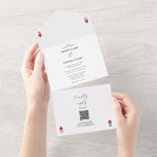 Coeurs Jouer Mariage de carte tout en une invitati