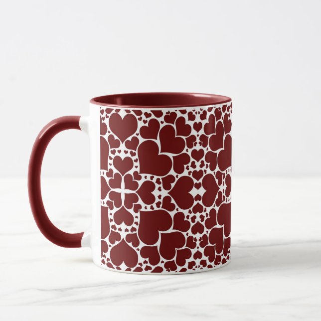 "Coeurs joueurs - Blanc & Rouge" Mug (Gauche)