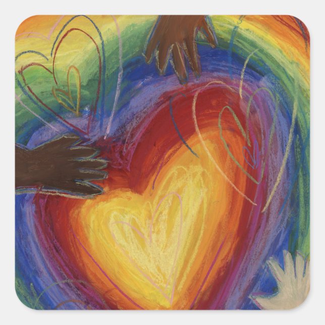 Coeurs & Mains Aimer Diversité Stickers Art Décal (Devant)