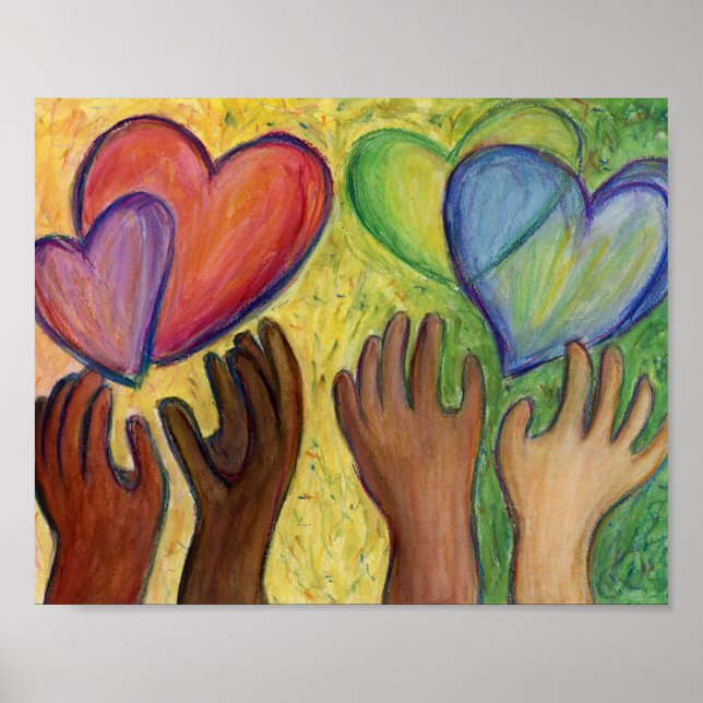 Coeurs & Mains Love Peinture Art Poster Imprimante (Devant)