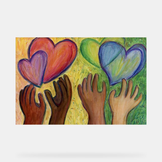 Coeurs & Mains Love Peinture DEI Art Print Sign (Recto)