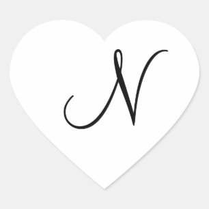 Coeurs mariages Monogramme N Sticker pour phoque M