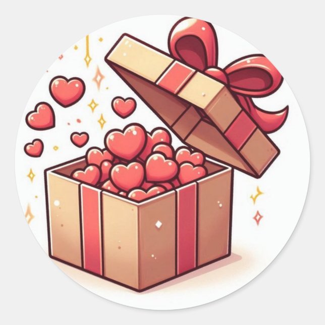 ​ Coeurs mignons d'amour Boîte cadeau Sticker (Devant)