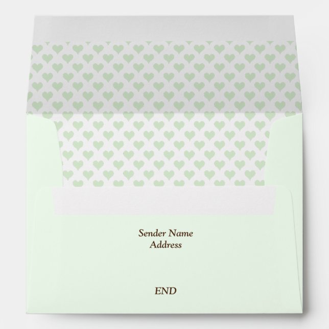 Coeurs minuscules Enveloppe Pastel vert Lined (Dos (Bas))