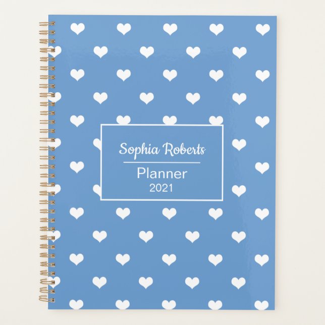 Coeurs modernes motif bleu personnalisé (Devant)