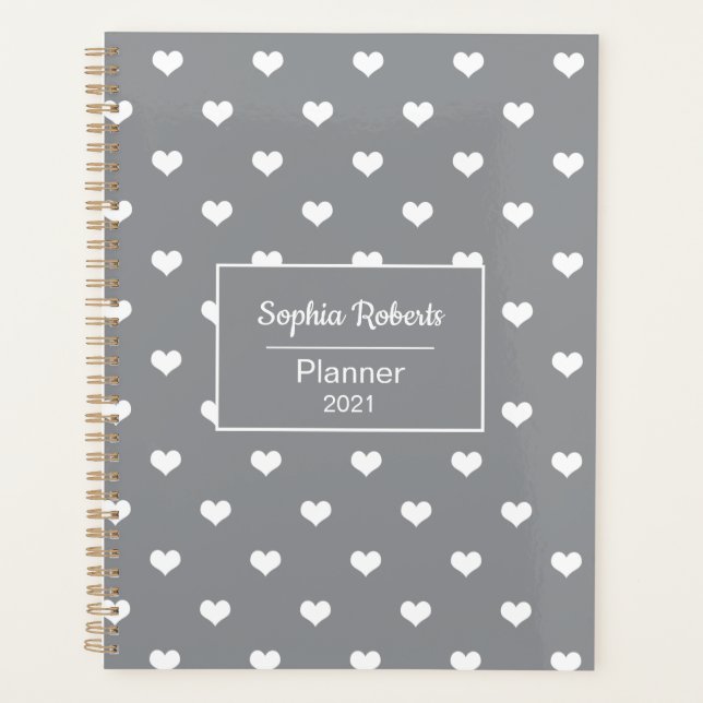 Coeurs modernes motif gris personnalisé (Devant)