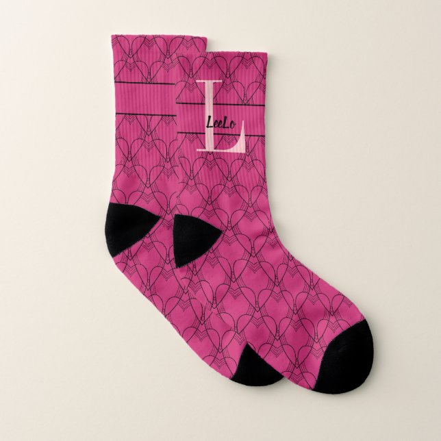 Coeurs Monogramme et nom équipe personnalisée (Paire)