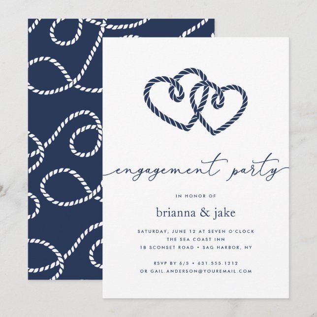 Coeurs noués Invitation de la partie d'engagement (Devant / Derrière)