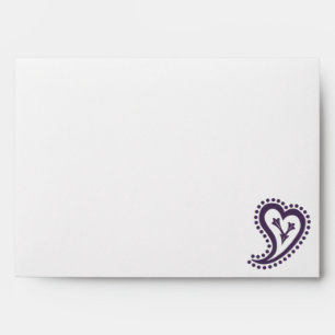 Cœurs Paisley Sucrés dans des Enveloppes Violettes